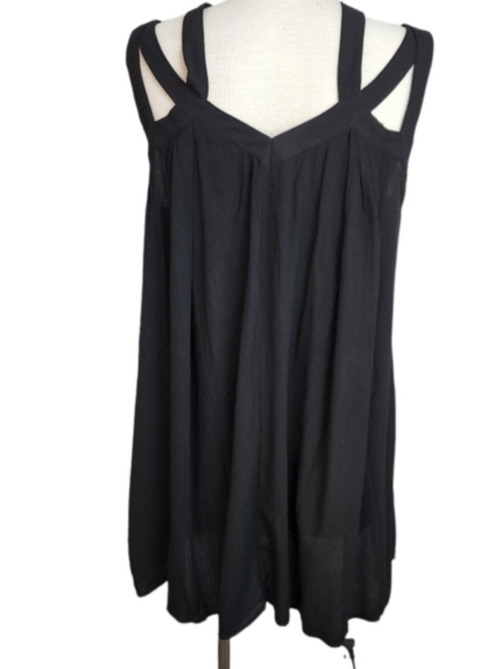 Umgee Black Strappy V -Neck Mini Women's Dress Size M NWT